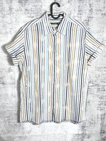 Y2K ANGELO LITRICO "STRIPED" SHORT SLEEVES SHIRT SZ: L