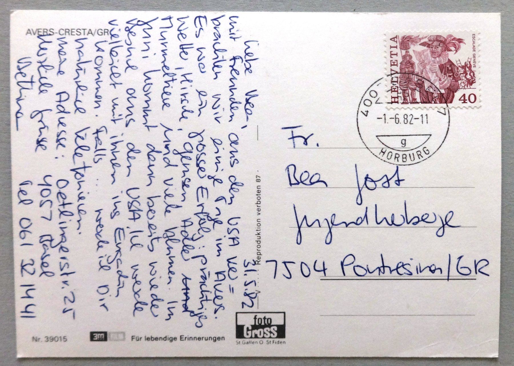 Cartoline postali: Avers-Cresta/GR – Usato da Fétigny venduto da Billy2miny 1