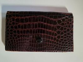 Vintage Portemonnaie mit Spiegel Croco Leder/Samt