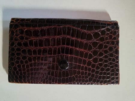 Vintage Portemonnaie mit Spiegel Croco Leder/Samt