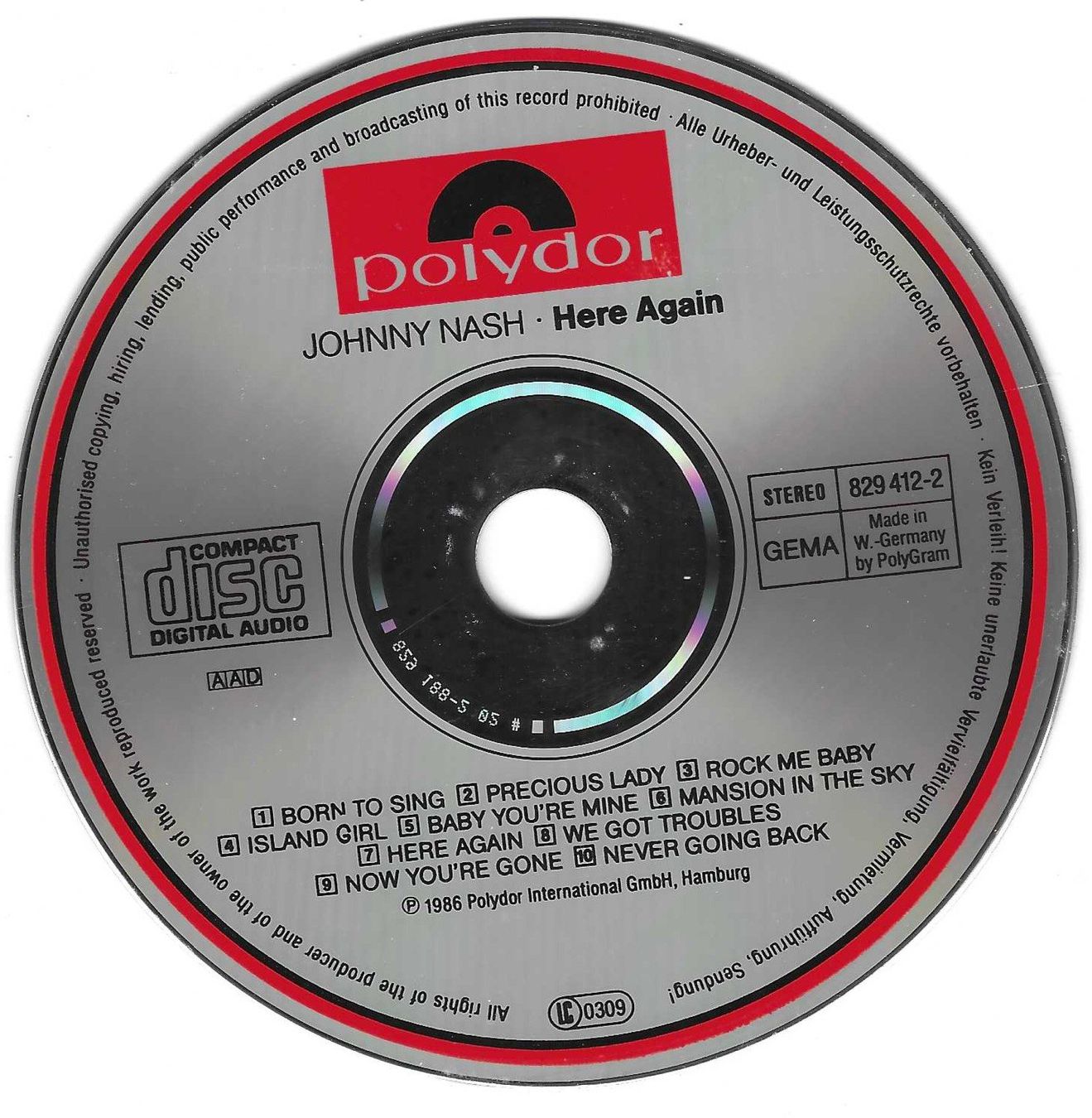 CD: JOHNNY NASH  -  HERE AGAIN – Usato da Bex venduto da Giorgiob 2