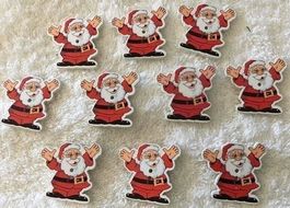 10 Weihnachtsmänner Knöpfe Aufnäher Näh Knopf annäher Mann