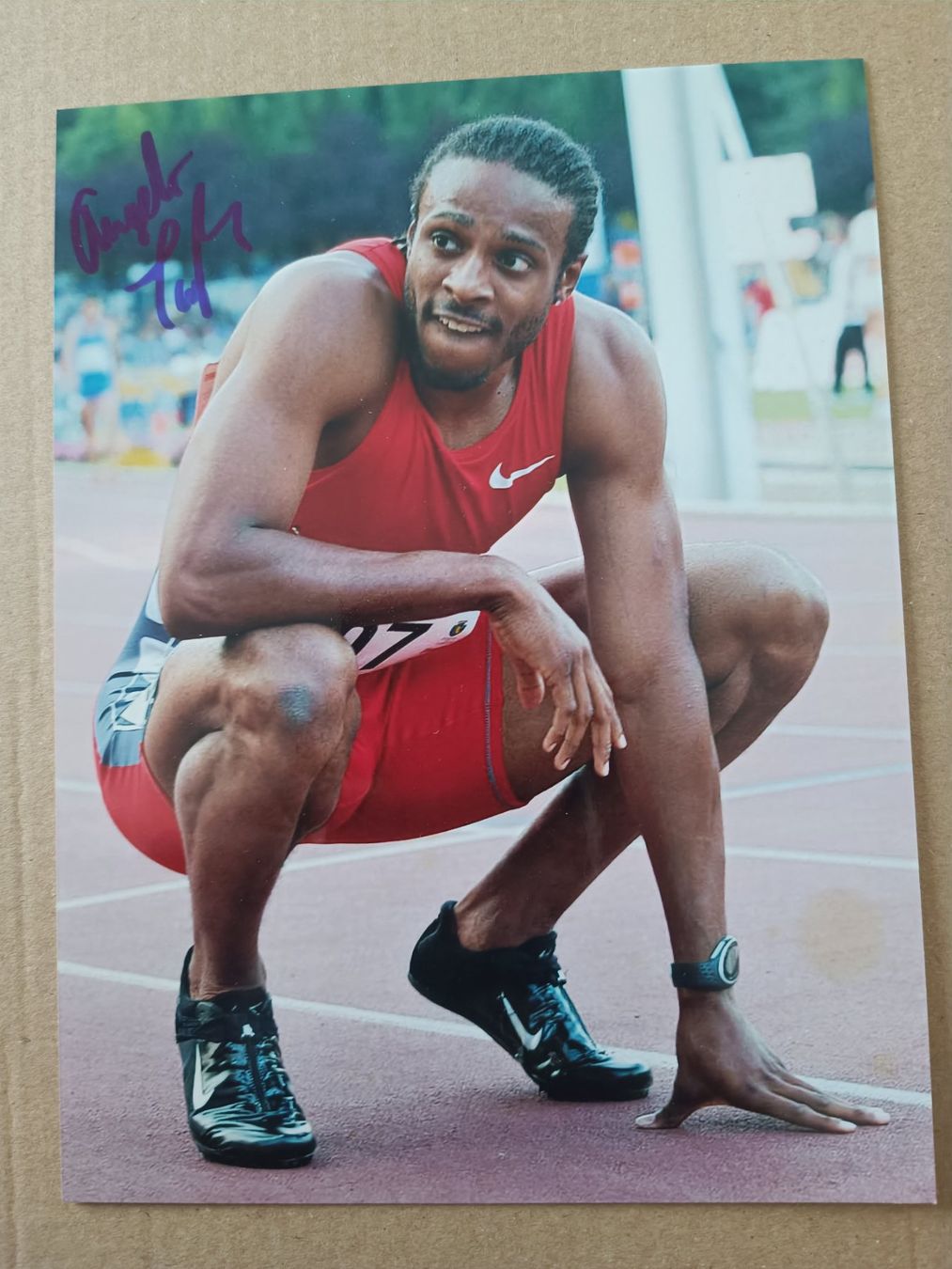 Autografi: Angelo Taylor - Olympia Gold - Leichtathlet – Usato da Menziken venduto da Artographs