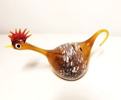 Weiche mundgeblasene Glasvogelfigur aus der Kunst der 70er