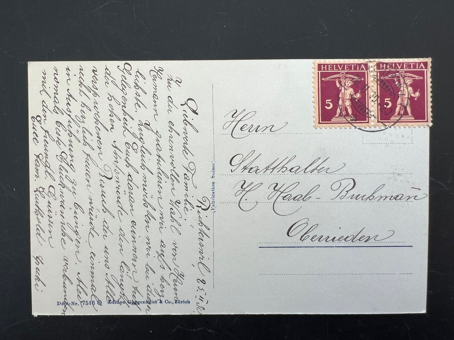 Cartoline postali: AK Richterswil 1930  (G151) – Usato da Hinwil venduto da Sidi4 1