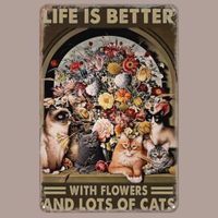 🔥 CATS & FLOWERS Katzen Blechschild 🎀 20x30cm OVP 🔥