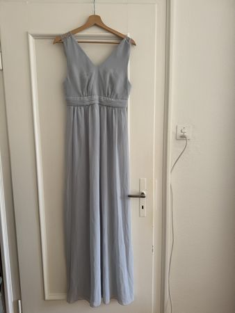 Langes Kleid hellblau Grösse S Spitze V-Ausschnitt