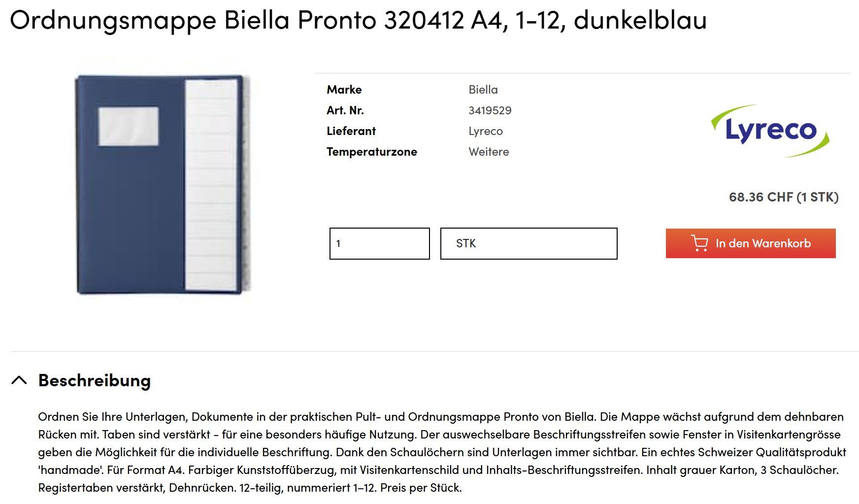 Classeurs: Pultmappe Unterschriftenmappe "BIELLA A4 Pronto" – D'occasion à Balgach par Zwickau01 7