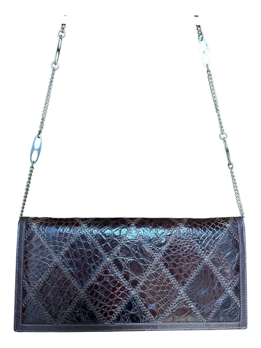 Taschen für Damen: Vintage Brown Patchwork Leather Clutch – Gebraucht aus Regensdorf von heg_h8cq 2