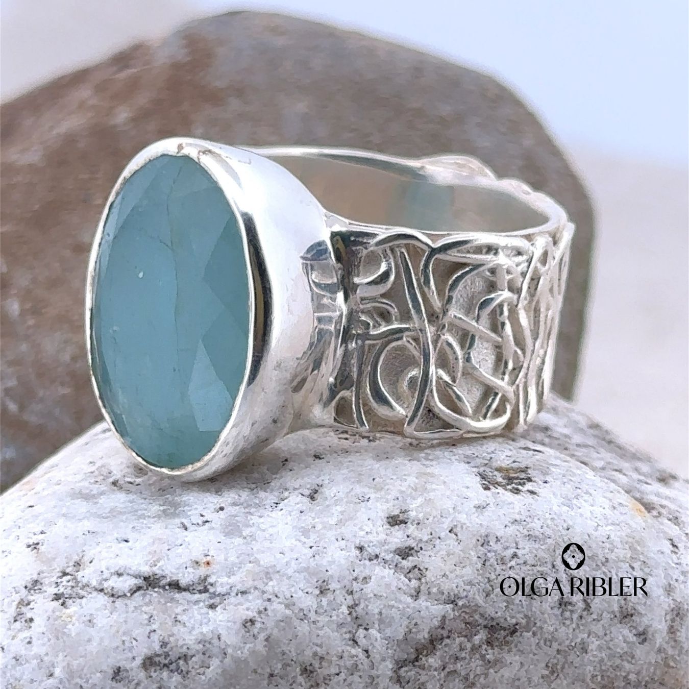 Olga Ribler Anelli: Statement Silber Ring 925 mit Aquamarin Grösse 60 – Nuovo (secondo la descrizione) da Luzern venduto da Schmuckoutlet 4
