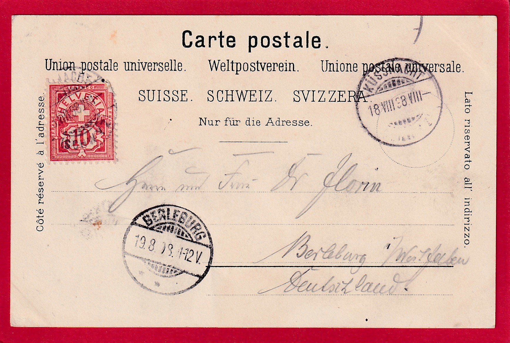 Cartoline postali: AK KÜSSNACHT LITHO, 1898 – Usato da Grüningen venduto da Kartensammler 1
