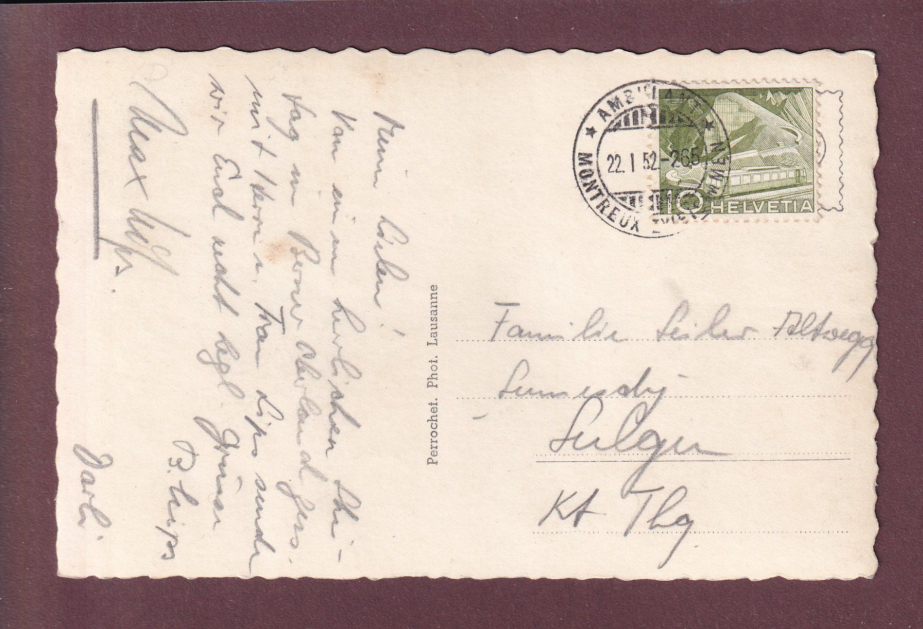Cartoline postali: GUMFLUH et RÜBLI - 1952 – Usato da Pully venduto da nicecards 1
