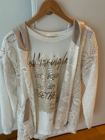 Sommer Jacke mit Kapuze und  Shirt, M-L, beige-Gold NEU