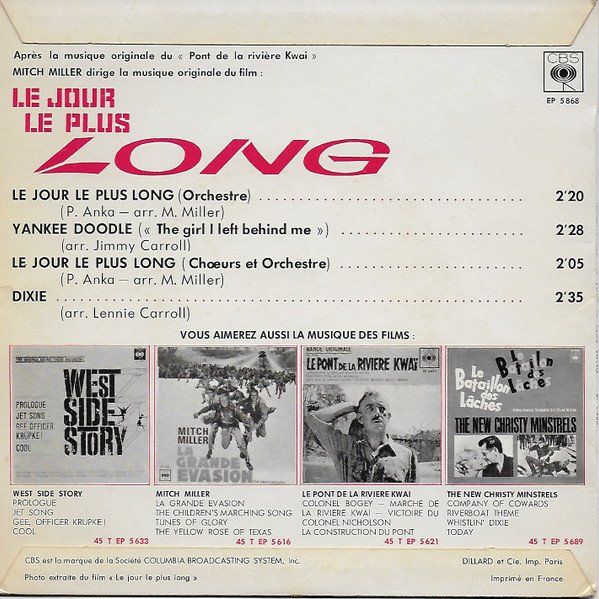 Dischi in vinile: Miller Mitch: Le Jour Le Plus Long 7" - 4Track EP – Usato da Steinhausen venduto da Vilivinili 1