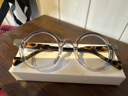 Brille rund transparent mit Schildpatt Muster neu