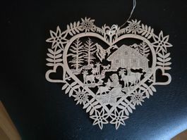Deko Heidi Holz Scherenschnitt Bild Relief 17 cm x 14 cm
