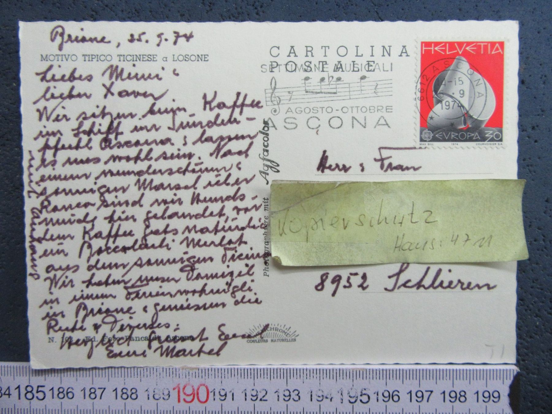 Cartoline postali: LOSONE 1974 TICINO AK – Usato da Ettingen venduto da Hausi4711 1
