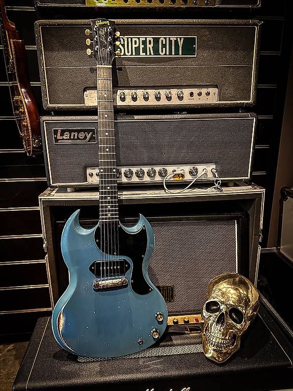Gibson Strumenti musicali: Gibson replica SG Junior Pelham blue aged – Nuovo (secondo la descrizione) da Montreux venduto da Alligator-AMPS 1