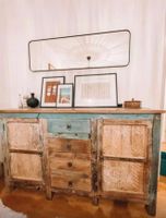 Westwing Kommode Vollholz braun blau Vintage Altholz shabby