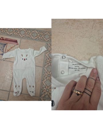 Baby Strampler Manor weiss Rentier Motiv Grösse 62 neu