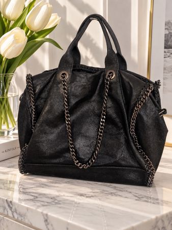 Handtasche Typ Stella McCartney schwarz mit Kettenelementen