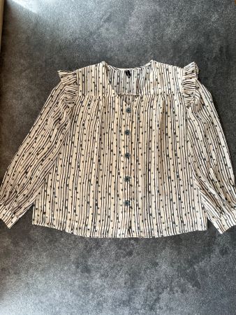 M.R.F Damen Bluse mit grünen Streifen - Größe XL