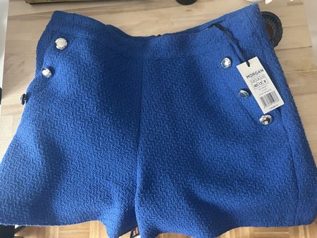 Morgan Blue High-Waisted Button Shorts – Size EU 40