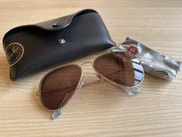 Sonnenbrille Ray-Ban Aviator goldfarben mit Etui neuwertig