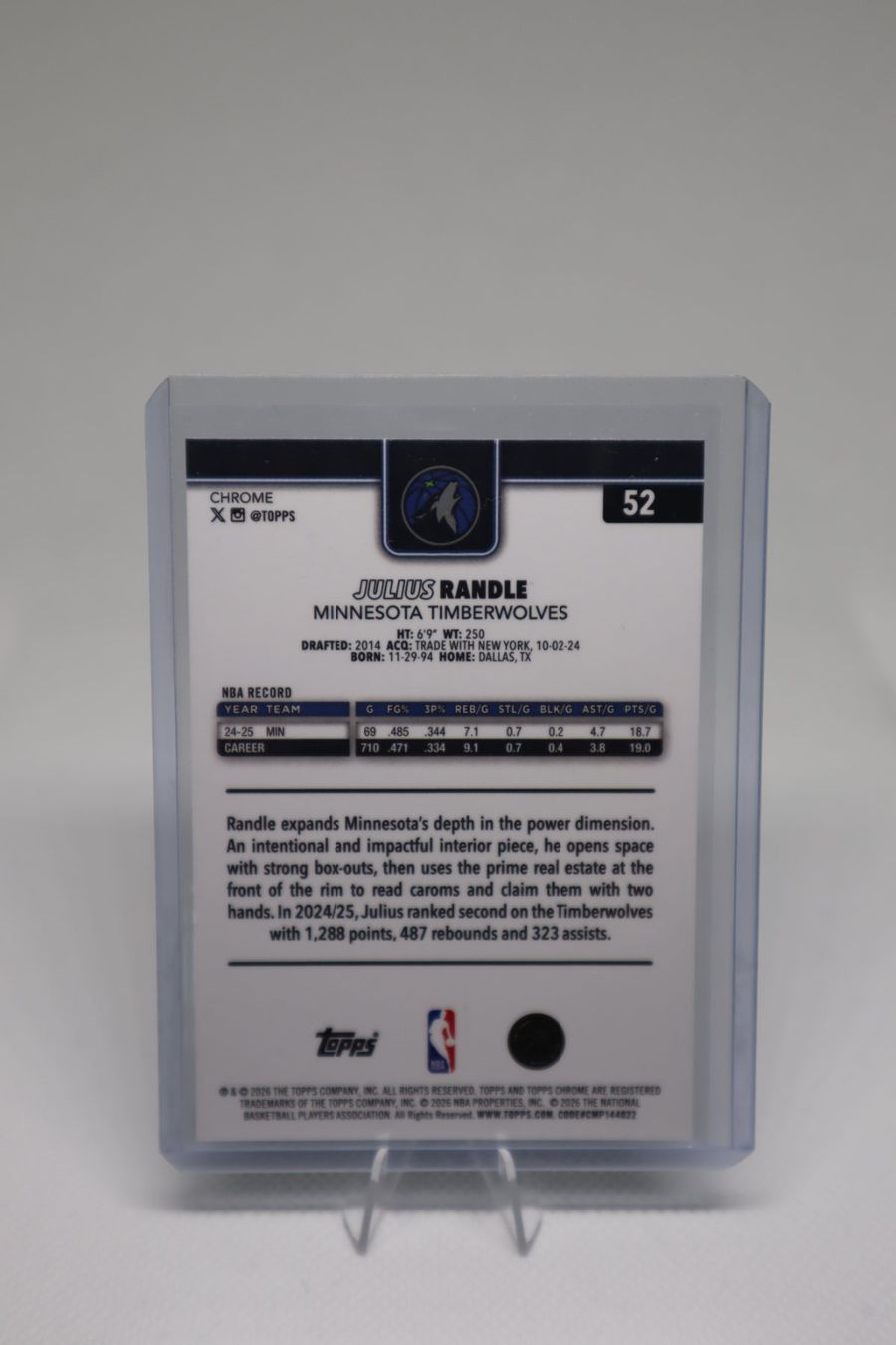 Topps Sammelbilder & Trading cards: Topps Chrome RayWave Refractor Julius Randle Timberwolves – Gebraucht aus Wetzikon ZH von YBCardVault 1