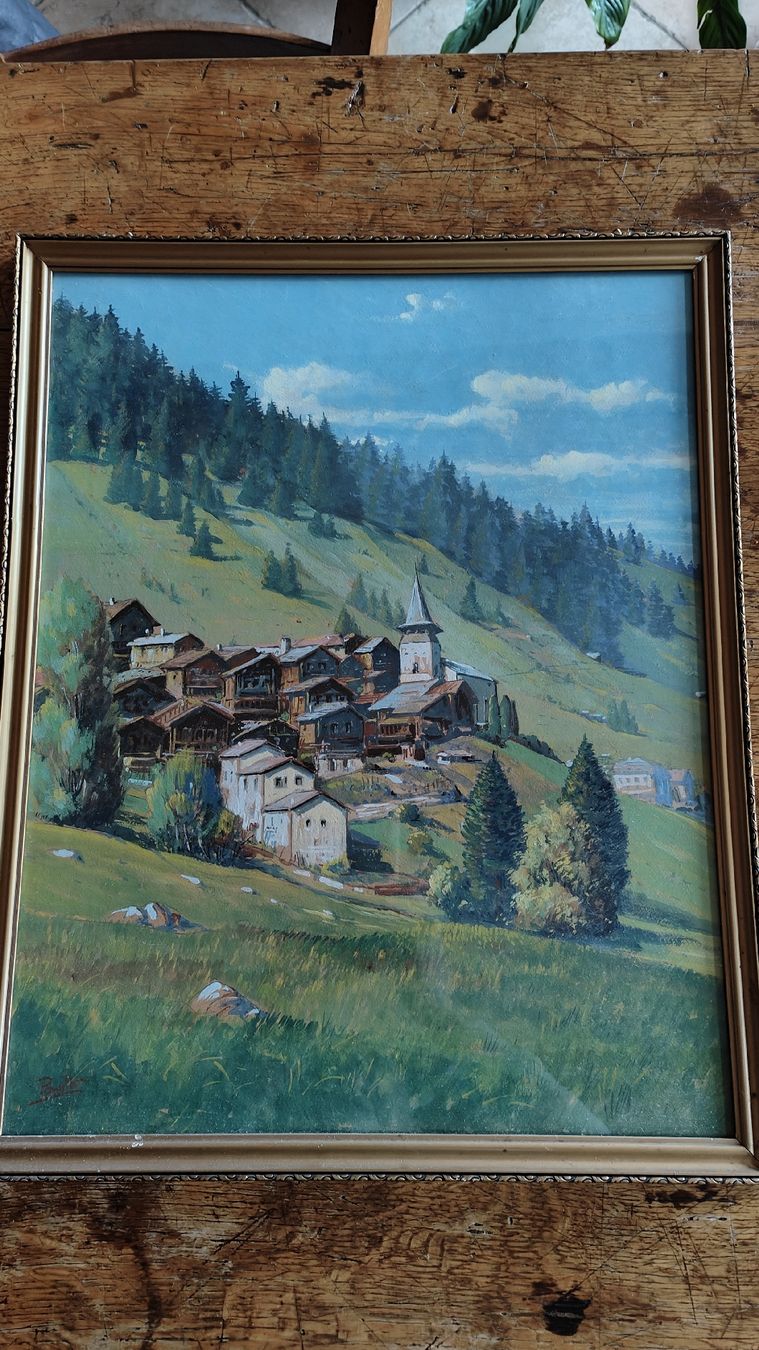 Gemälde: Grimentz aquarelle gouachée – Gebraucht aus Meyrin von olico01 2