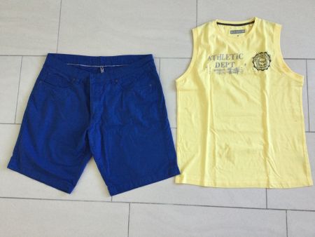 Sommer Set: Herren Shorts blau & Tank Top gelb, Grösse M