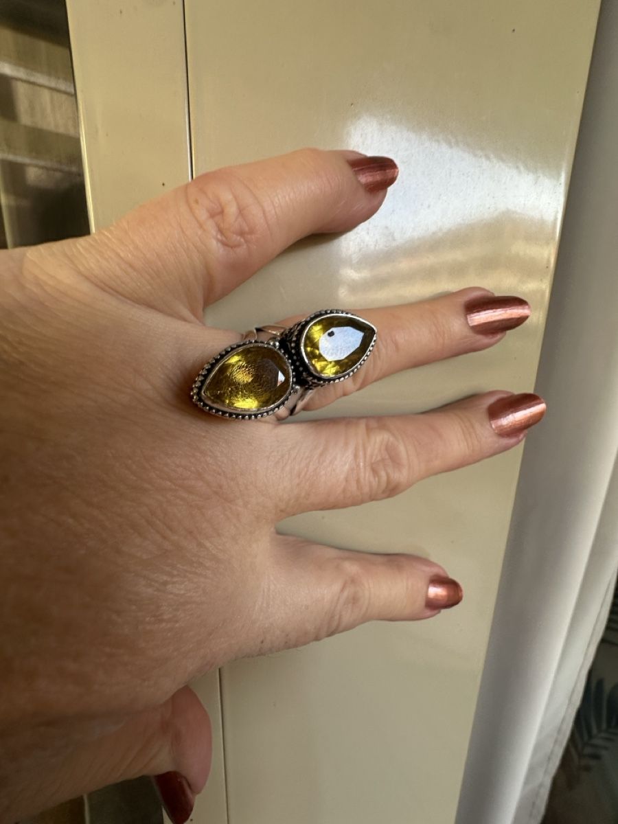Anelli: Silber Ring mit Citrin, Grösse 57 - 58. – Nuovo e nell'imballaggio originale da Kriens venduto da Hortensie6 2