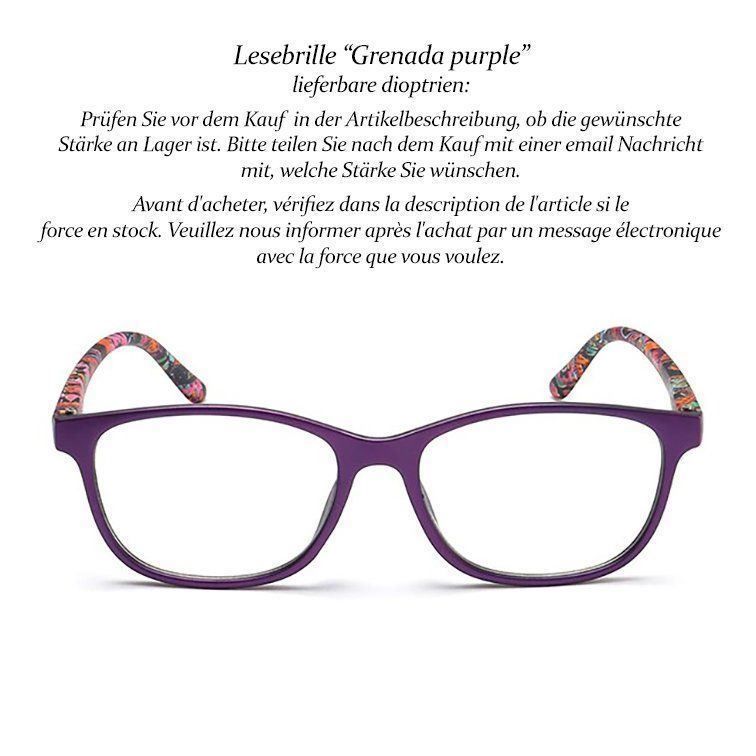 Occhiali & Lenti: Lesebrille Grenada purple +1.0 +1.5 +3.5 +4.0 – Nuovo e nell'imballaggio originale da Pfäffikon SZ venduto da ANNAPURNA8091