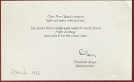Elisabeth Kopp 1936-2023 Autogramm Karte 11.5x18c Bundesrat