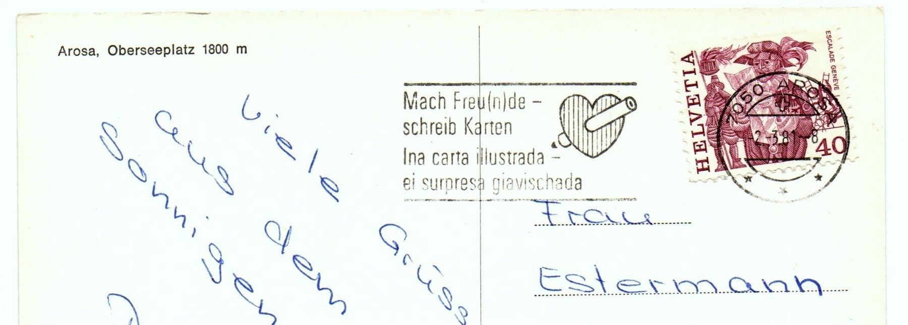 Cartoline postali: AROSA Oberseeplatz belebt, Auto – Usato da Jona venduto da philajona 1