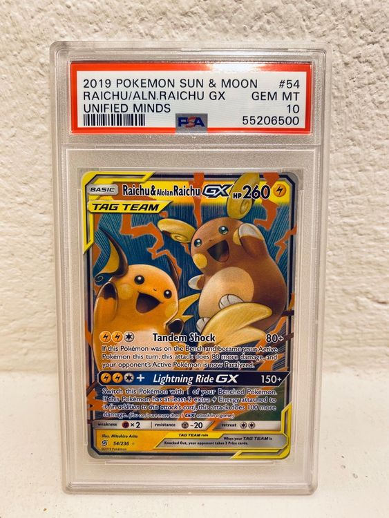 Raichu And Alolan Raichu Gx Unified Minds 2019 Psa 10 Kaufen Auf Ricardo 