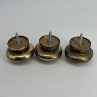 Lot de 3 Boutons de Meuble en Laiton Massif Vintage