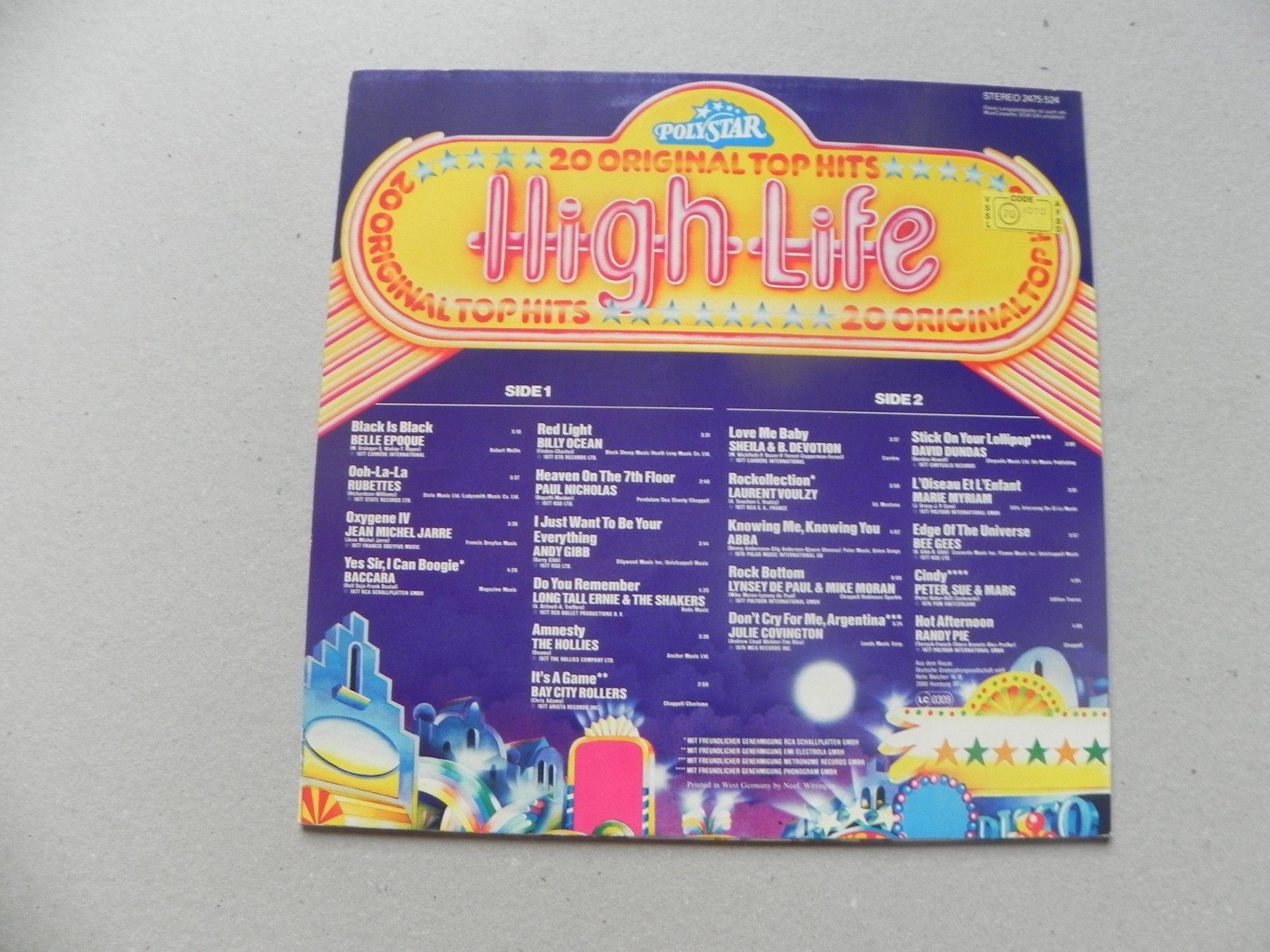 LP 20 Rock Pop Hits ABBA Bee Gees Baccara Belle Epoque ua. (Gebraucht ...