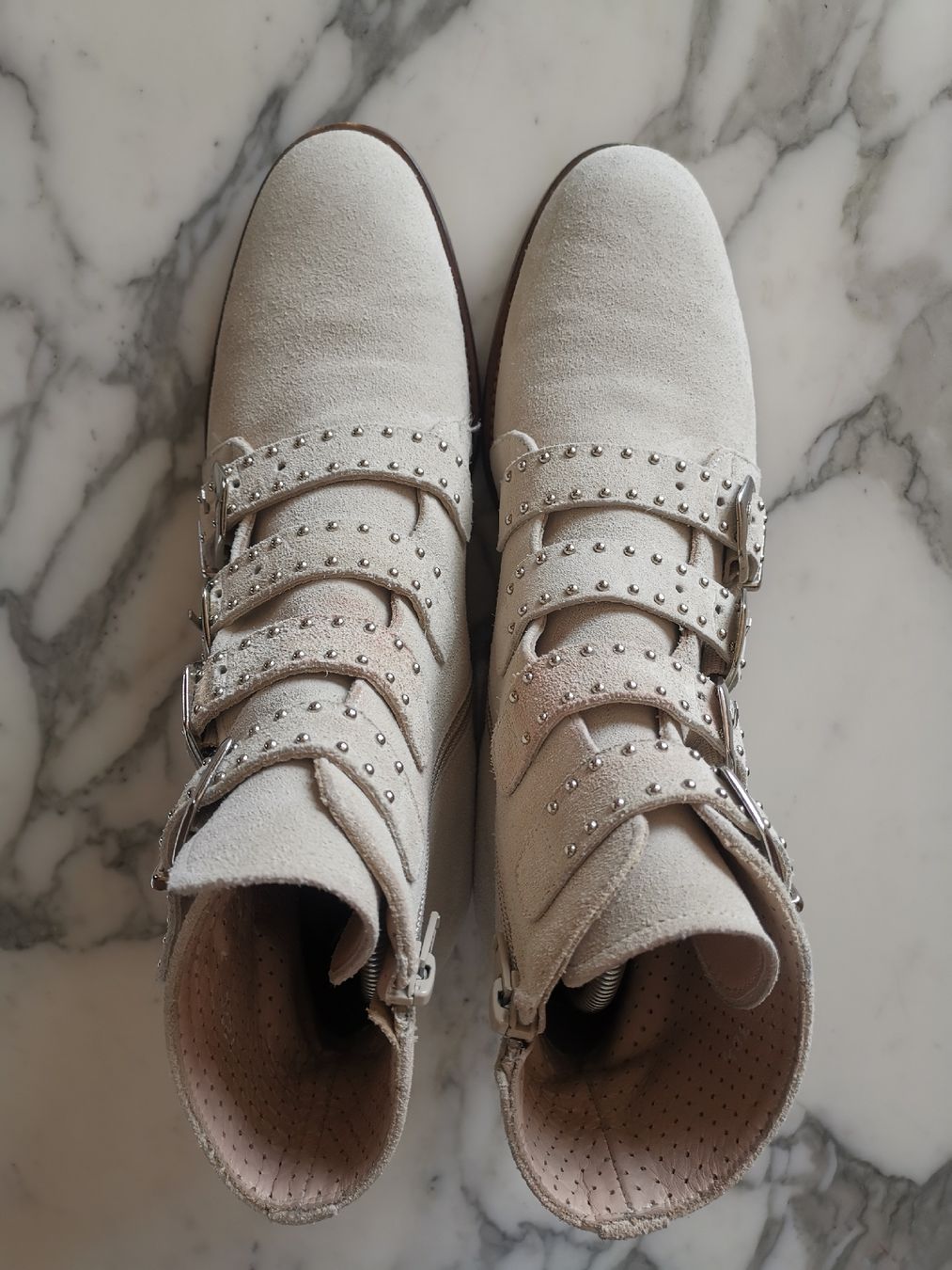 Scarpe da donna: Pertini Leder Stiefelette, Schnallen, Nieten – Usato da Uerikon venduto da pink_flamingo 1