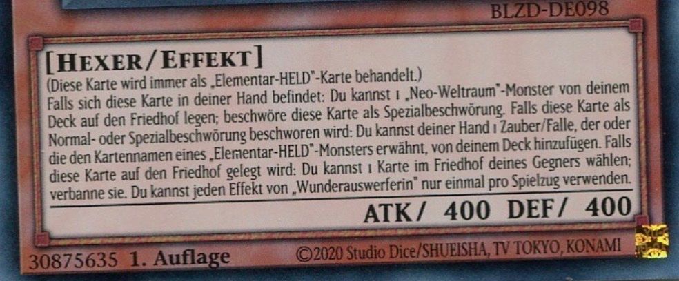 Yugioh Carte collezionabili: YuGiOh Held Wunderauswerferin – Nuovo (secondo la descrizione) da Altstätten SG venduto da ChangeMaker 1