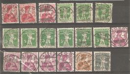19 Werte mit Zentralstempel