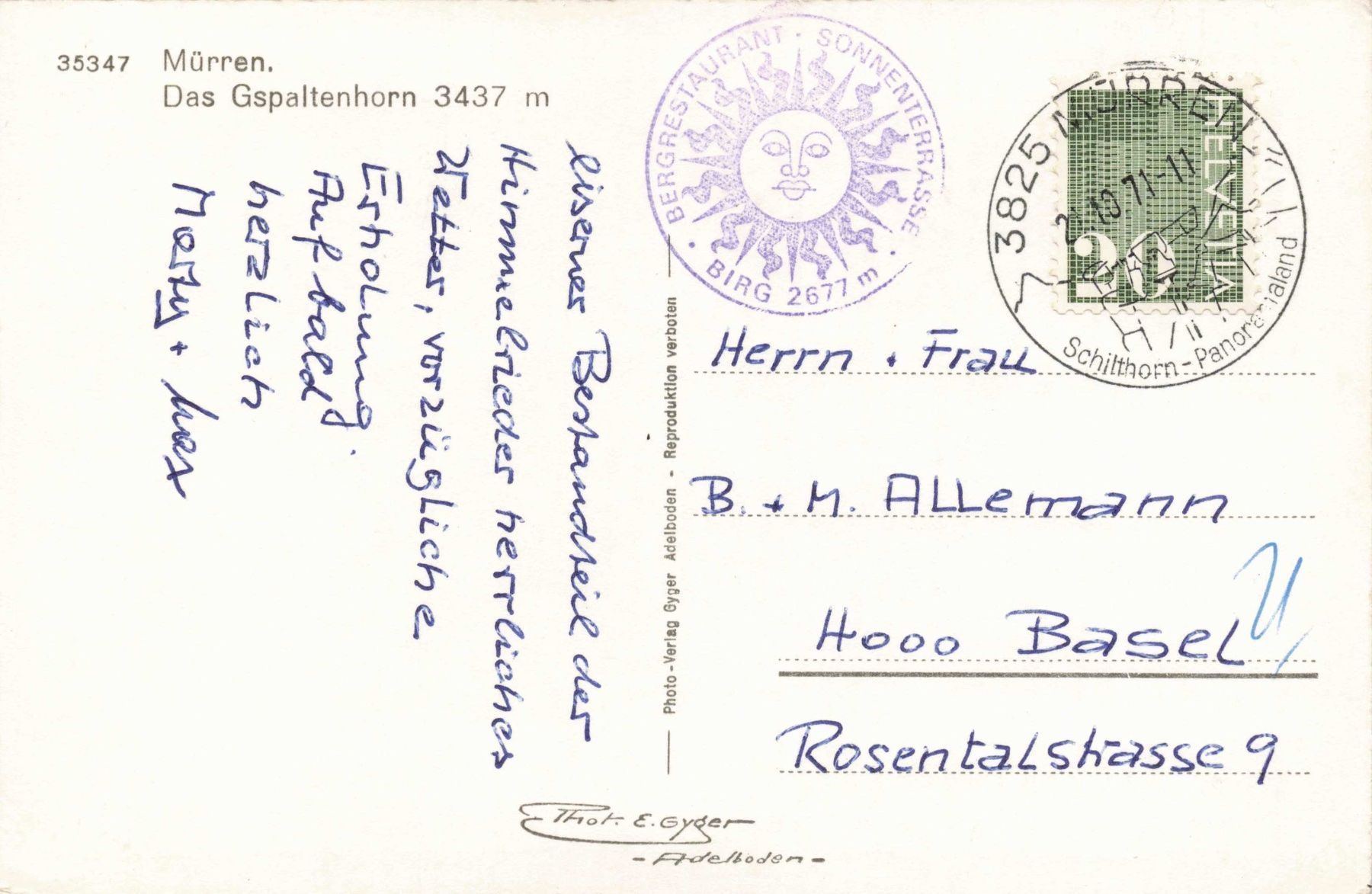 Cartoline postali: Mürren – Usato da Biasca venduto da Blenio71 1
