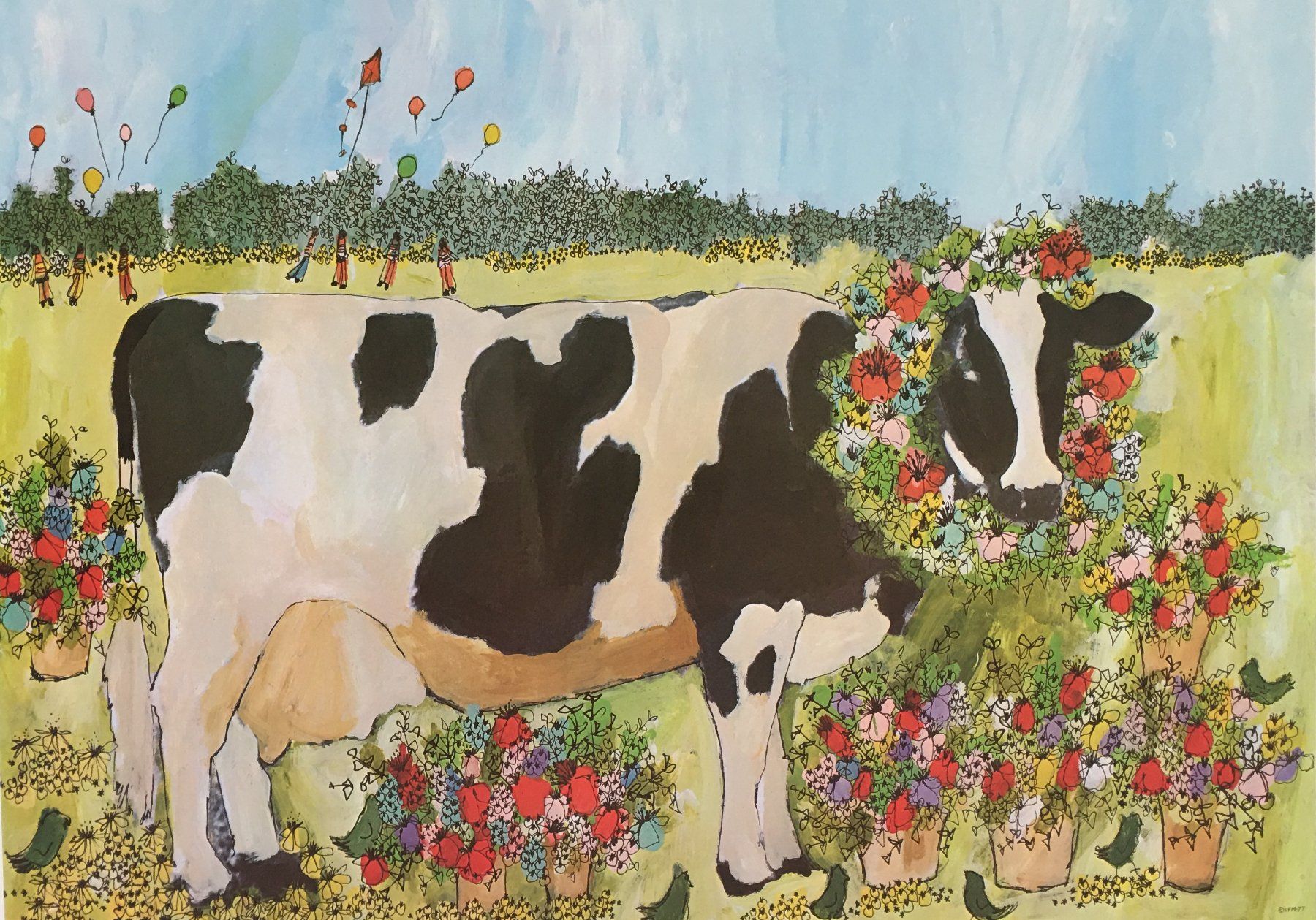 Grafica & Litografie: Susan Pear Meisel   "Cow"   Farboffsetlithographie – Usato da Nennigkofen venduto da Schamane75