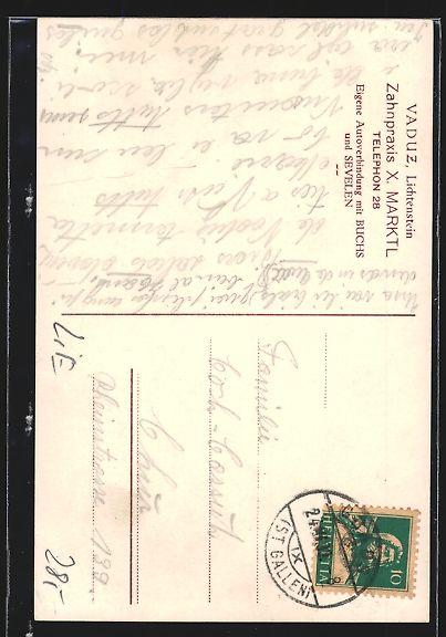 Cartoline postali: AK Vaduz, Zahnpraxis X. Marktl – Usato da Berlin venduto da bartko-reher 1