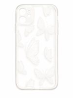 iPhone 11 Hülle transparent mit weissem Schmetterlingsdesign