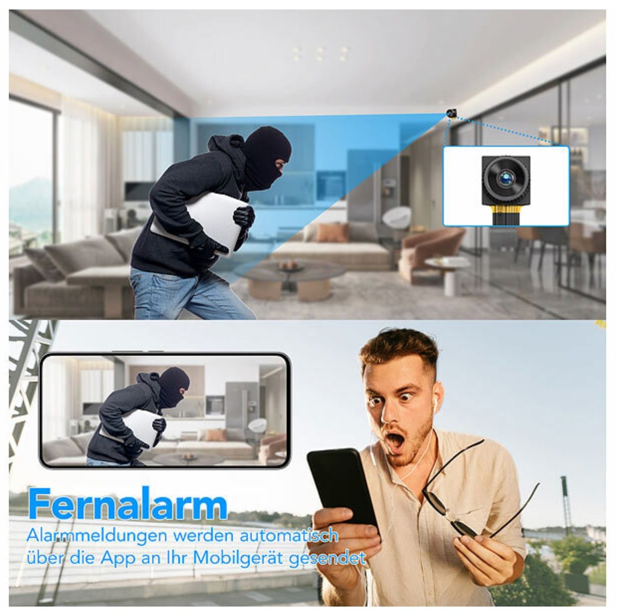 Fotocamera: 2er-Set 2K-WLAN-Micro-Einbaukameras, Bewegungserkennung – Nuovo e nell'imballaggio originale da Bülach venduto da StoreInShop.com 4
