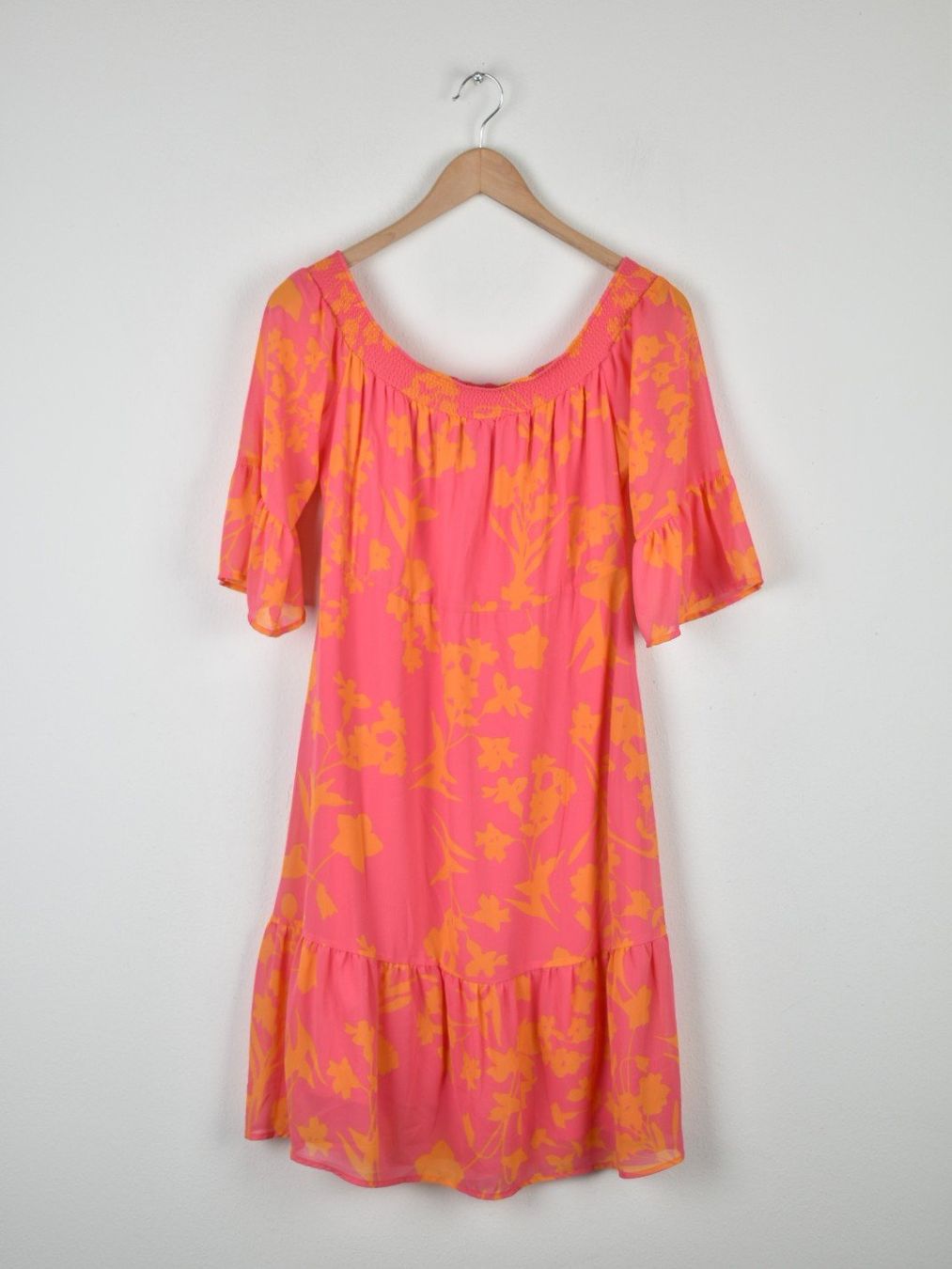 Comma Vestiti: Comma Chiffon Kleid, Gr.40, rosa/orange – Usato da Nürensdorf venduto da 2ND_STORY