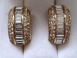 Élégantes clips d'oreilles vintage Chr. Dior, plaqué-or ✨