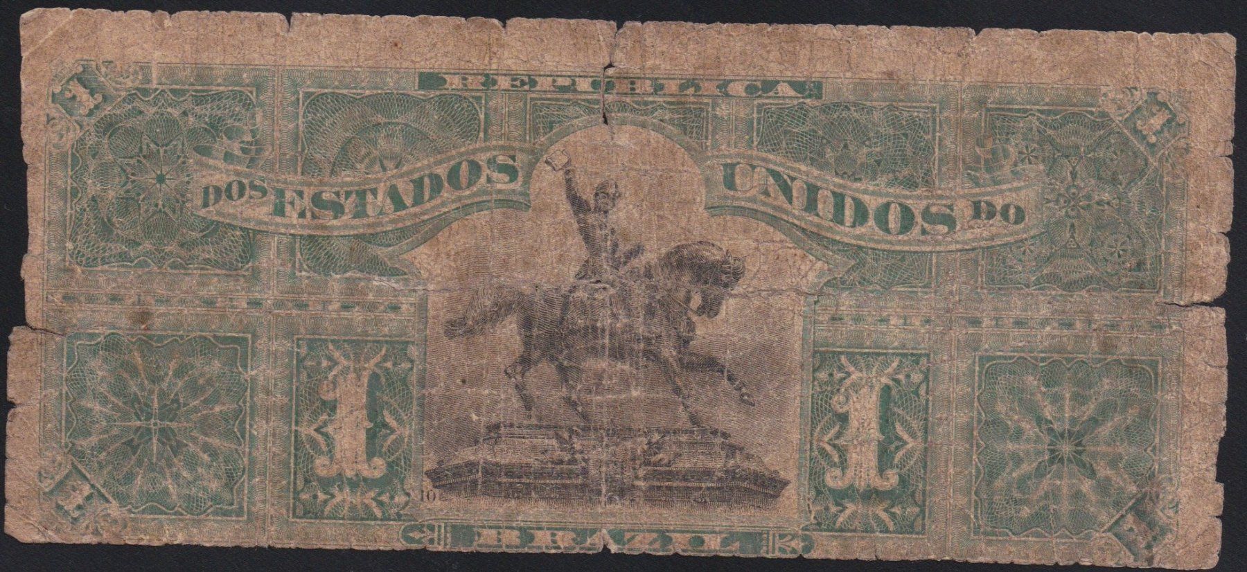 Banconote: Brasilien 1 Mil Reis 1892 – Usato da Brugg AG venduto da banknoten_muesli 1