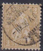 Sitzende Helvetia  2Rp., Nr.44  2Rp.V-O ZÜRICH+++